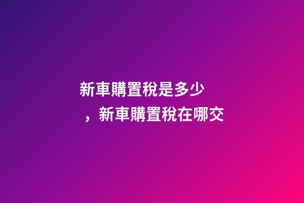 新車購置稅是多少，新車購置稅在哪交